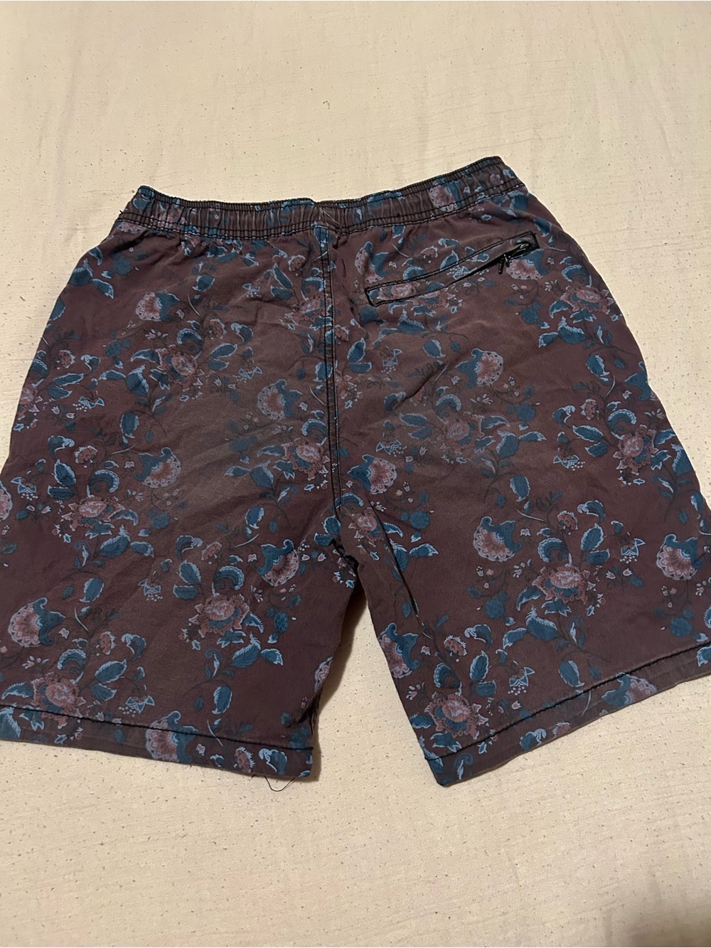 Michael Brandon Brown Floral Swim Shorts with Teal Accents - Picture 7 of 10